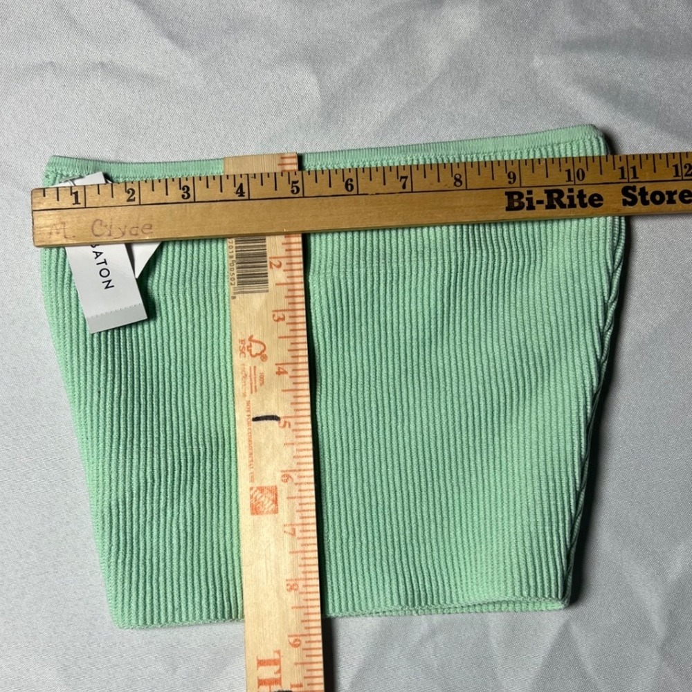 Babaton Sculpt Knit Tube Top Menthe Subtile Mint Green Ribbed Strapless XS NEW - Picture 2 of 6